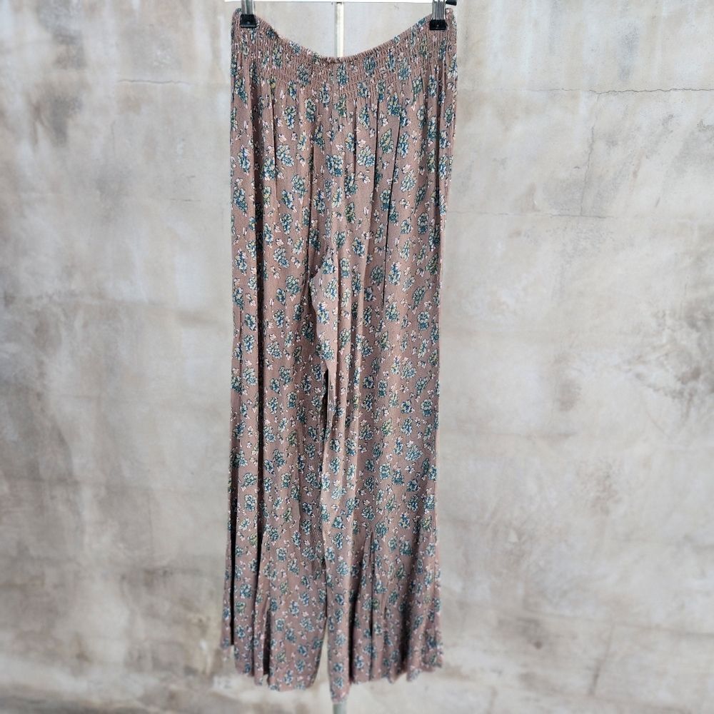 Free People Mauve Floral Wide Leg Pants